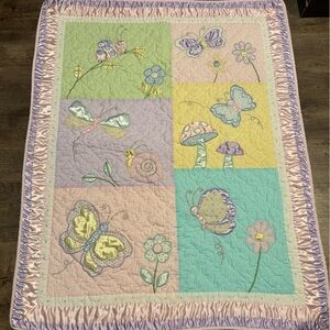 Pastel Butterfly and Floral Toddler Quilt